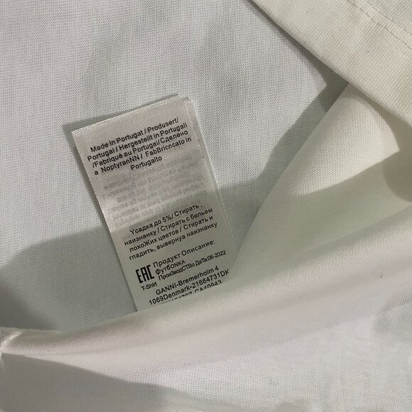 Ganni White Short-Sleeved T-Shirt With Kitten Pattern - Picture 4 of 5